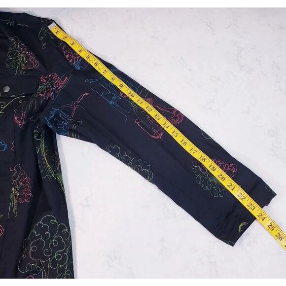 Coldwater Creek Womens Large Black Denim Jean Jacket Embroidered Lightweight VGC - Picture 12 of 14